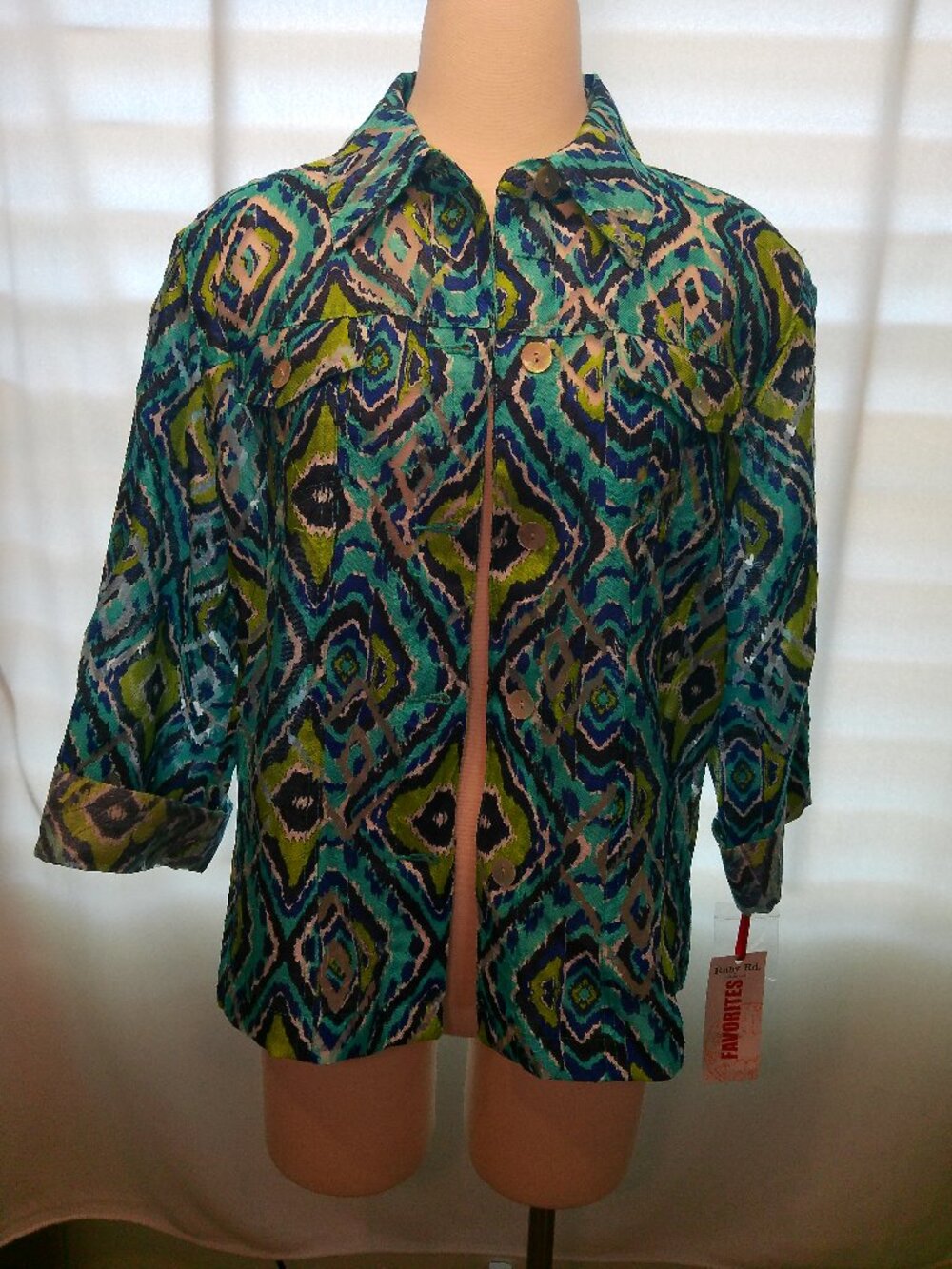 Jacket Ruby Rd Lightweight Blue Green Size 16